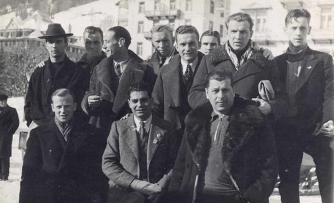 Latvijas izlases hokejisti – pasaules meistarsacīkšu dalībnieki. Davosa, 1935. gads.