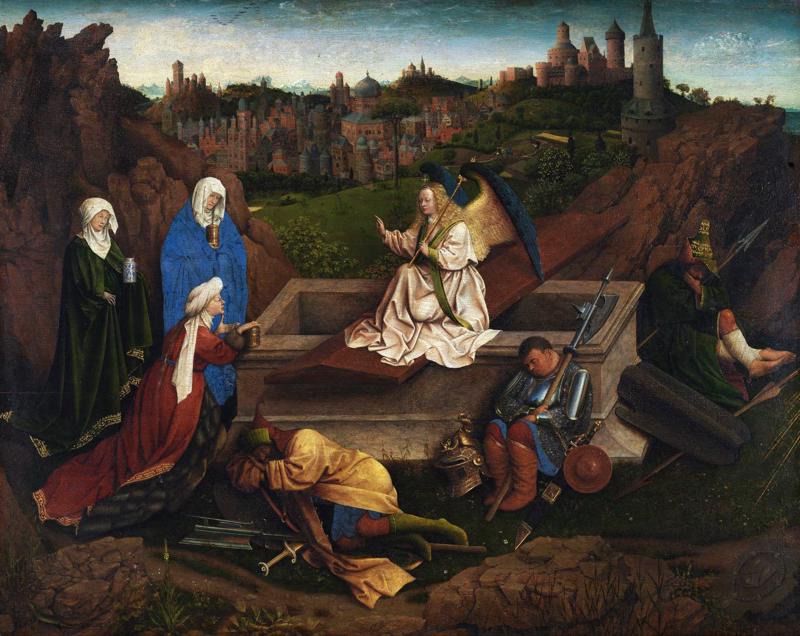 Jans van Eiks, Huberts van Eiks, "Trīs Marijas pie atvērta kapa", 1425–35. gads.