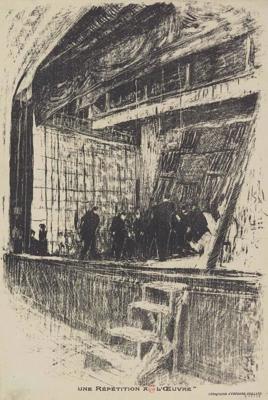 Jaunrades teātra mēģinājuma ilustrācija. 1893. gads.