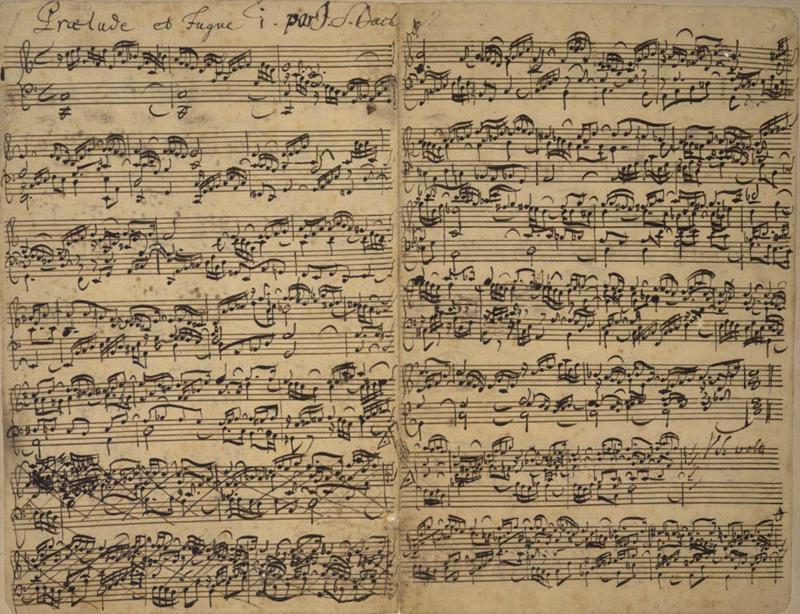 Johana Sebastiāna Baha nošu rokraksts. "Labi temperētais klavesīns", 2. daļa.