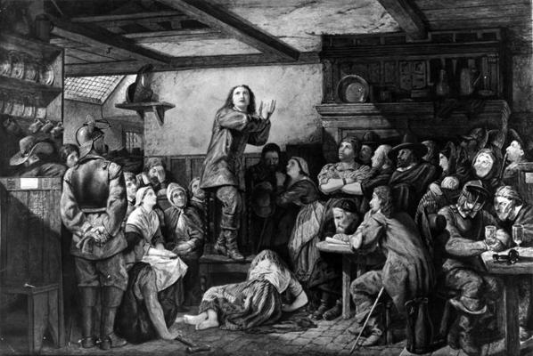 Džordžs Fokss sludina krodziņā, ap 1650. gadu.
