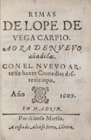 Lopes de Vegas (Lope de Vega) traktāta "Jauni norādījumi komēdiju rakstīšanā" (Arte nuevo de hacer comedias, 1609) pirmā lapa.