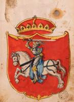 Lietuvas dižkunigaitijas ģerbonis 16. gs. vidū manuskriptā Recueil d'armoiries polonaises.