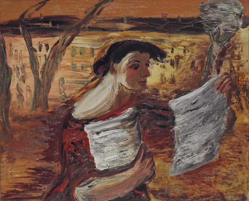 Aleksandrs Drēviņš. "Sieviete ar skrejlapiņām". 1933. gads.