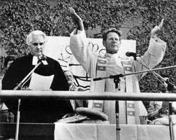 Hanss Kings ekumeniskā dievkalpojumā Vācijas katoļu dienā Minhenē. Vācija, 07.1984.