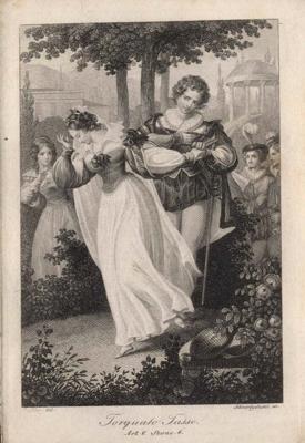 Torkvato Taso ar princesi. Gravīra. Leipciga, 1832. gads.