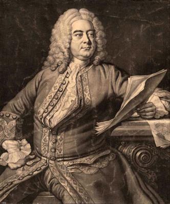 Džons Fābers (John Faber) pēc Tomasa Hadsona (Thomas Hudson) gleznas. "Georgs Frīdrihs Hendelis". 1749. gads.