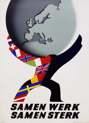 NATO plakāts "Kopā strādājiet, kopā esiet stipri". 1947.–51. gads.