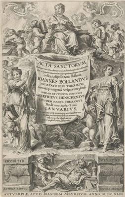 Izdevuma "Svēto darbi" (Acta Sanctorum) titullapa. Antverpene, 1643. gads.