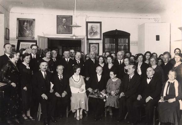Jāņa Misiņa 70. dzimšanas dienas svinības Misiņa bibliotēkā. Rīga, 25.04.1932.