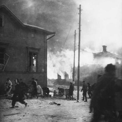Vāsas pilsēta bombardēšanas laikā. Somija, 12.1939.