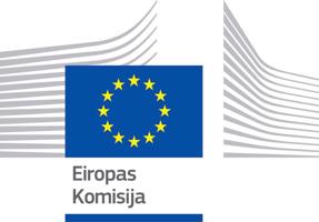 Eiropas Komisijas logo latviešu valodā.