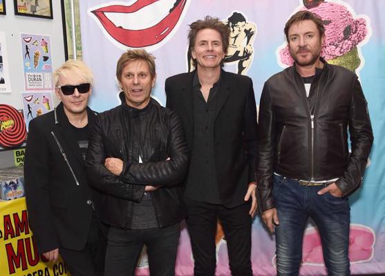 No kreisās: Niks Rodss, Rodžers Teilors, Džons Teilors un Saimons Lebons no grupas Duran Duran sava jaunā albuma "Paper Gods" prezentācijā. Holivuda, ASV, 05.10.2015.