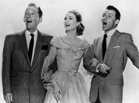 Bings Krosbijs, Greisa Kellija un Frenks Sinatra filmā “Augstākā sabiedrība”. ASV, 1956. gads.