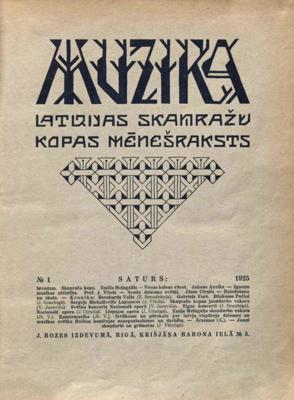 Žurnāla "Mūzika" pirmā numura titullapa. 01.01.1925.
