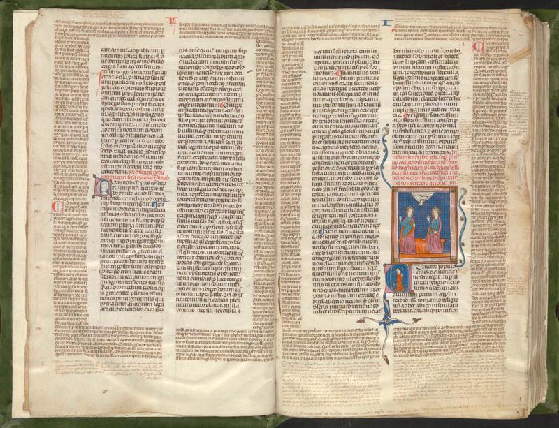 Manuskripta Codex Justiniani I-IX atvērums (viduslaiku kopija). Itālija, 13. gs.