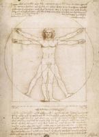 Leonardo da Vinči cilvēka proporciju zīmējuma studija “Vitrūvija cilvēks”, ap 1490. gadu.