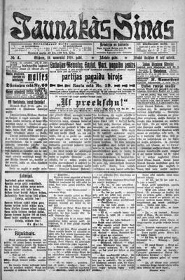 Laikraksta "Jaunākās Ziņas" pirmā lapa. 19.11.1918.