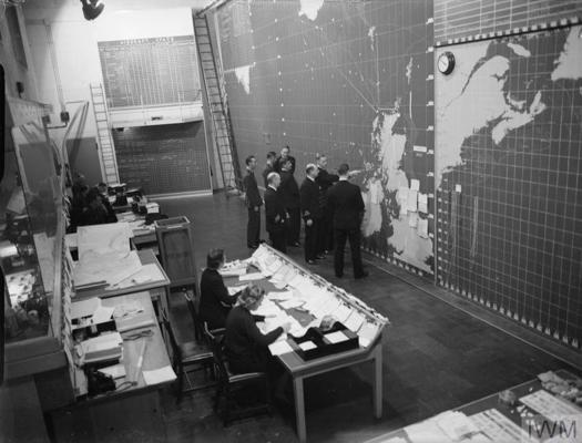 Operāciju telpa, kurā atrodas karte ar manevriem kaujā par Atlantiju (1939–1945).