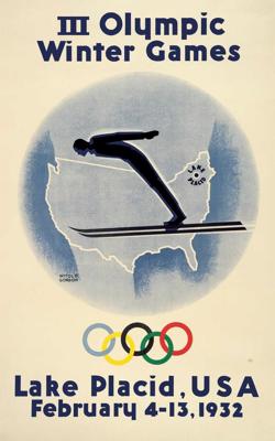 Leikplesidas 1932. gada ziemas olimpisko spēļu oficiālais plakāts.