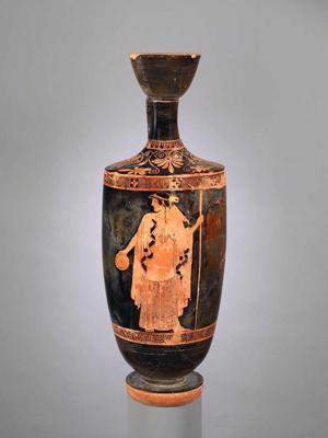 Terakotas eļļas trauks, uz kura attēlota visticamāk Hēra. Grieķija, ap 490.–480. g. p. m. ē.