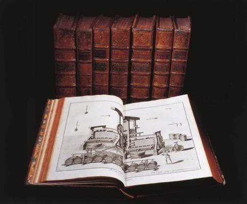 Denī Didro un Žana Lerona Dalambēra veidotie franču enciklopēdijas (1751–1757) sējumi. 2008. gads.