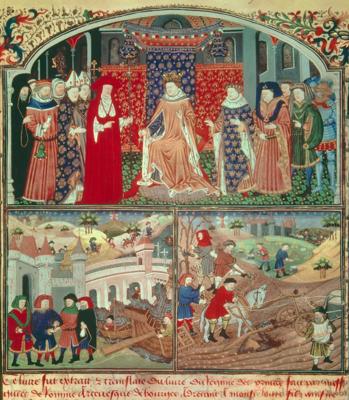 Viduslaiku kārtas – tie, kas lūdz, tie, kas karo un tie, kas strādā. Ilustrācija Žila de Roma (Gilles de Rome) manuskriptā "Le Régime des princes", Ruāna, 15. gs. pirmā ceturtdaļa.