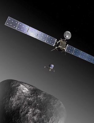Zonde Rosetta un nolaižamais aparāts Philae pie Čurjumova-Gerasimenko komētas mākslinieka skatījumā. 04.12.2013.