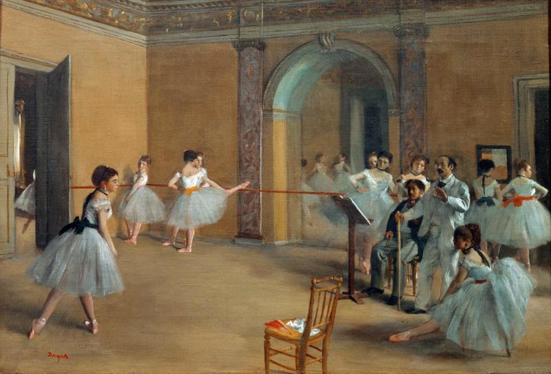 Edgars Degā. "Deju foajē Operā Peletjē ielā". Audekls, eļļa. 33 x 46 cm. 1872. gads.