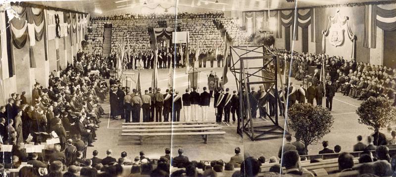 Jaunā Sporta nama iesvētīšana un Eiropas basketbola čempionāta svinīgā atklāšana Starta ielā 3, Rīgā, 02.05.1937.