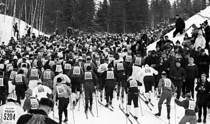 Distanču slēpošanas sacensības Vasaloppet. Zviedrija, 20. gs. 60., 70. gadi.