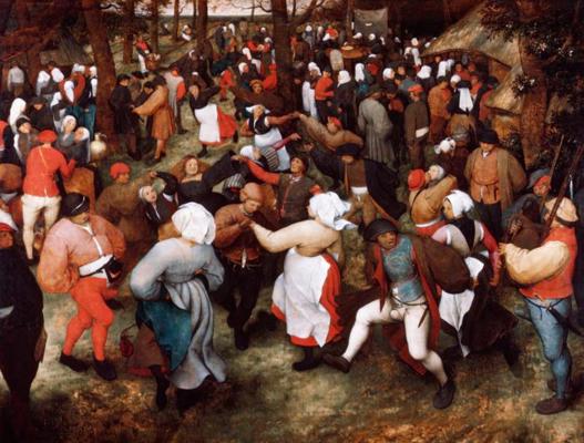 Pītera Brēgela Vecākā (Pieter Bruegel the Elder) glezna "Kāzu deja" (The Wedding Dance). 1566. gads.