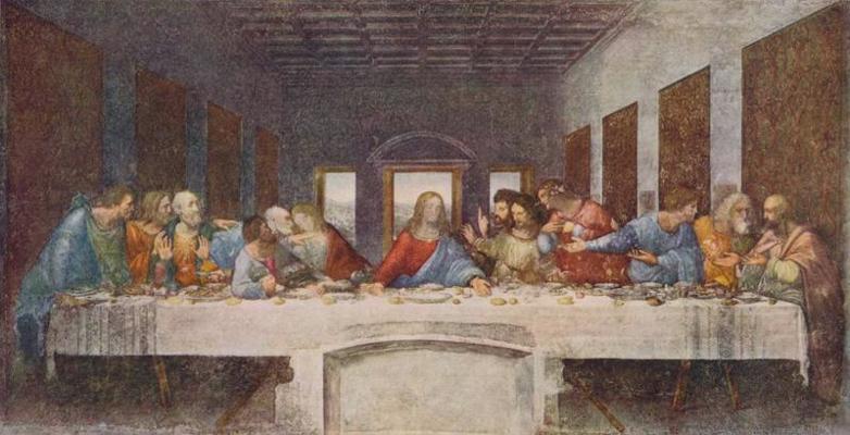 Leonardo da Vinči sienas gleznojums "Pēdējais vakarēdiens". 1494.–1498. gads.
