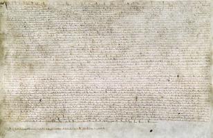 Fragments no 1215. gada Anglijas Lielās brīvības hartas (Magna Carta).