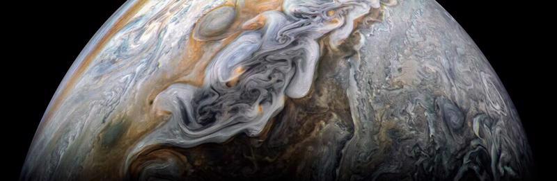 Jupitera mākoņi tuvplānā. Starpplanētu zondes Juno uzņēmums. 23.05.2018.