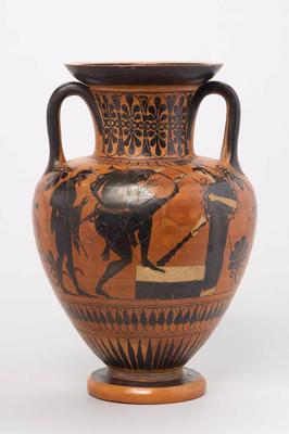 Amfora, uz kuras attēlots Hērakls ar liru. Ap 510. g. p. m. ē.