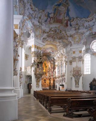 Johans Baptists Cimermans (Johann Baptist Zimmermann). Vīsas baznīcas interjers Bavārijā. 1745.-1754. gads.