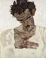 Egons Šīle, "Pašportrets ar nolaistu galvu", 1912. gads.