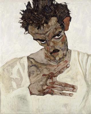 Egons Šīle, "Pašportrets ar nolaistu galvu", 1912. gads.