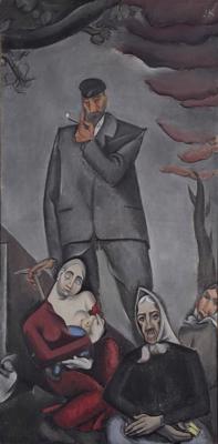 Jēkabs Kazaks. "Bēgļi". 1917. gads. Audekls, eļļa. 210 x 107 cm.