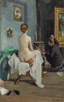 Janis Rozentāls. "Mākslinieka darbnīcā". 1896. gads. Audekls, eļļa. 64,5 x 40,5 cm.