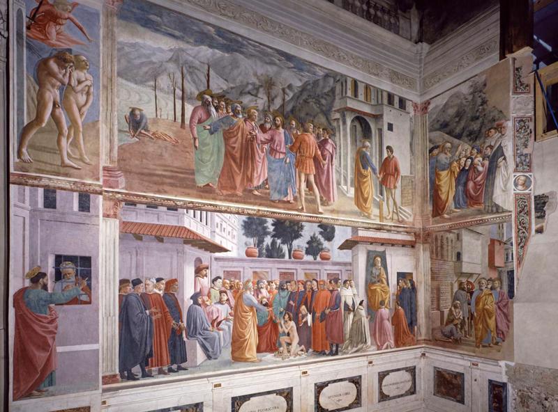 Mazačo 15. gs. gleznotais fresku cikls Brankači kapellā Santa Marija del Karmine baznīcā Florencē, 2000. gads.