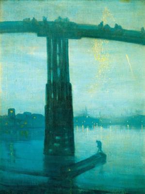 Džeimss Maknīls Vistlers. "Noktirne: zilais un zelts. Vecais Batersī tilts". 1872.–1875. gads.