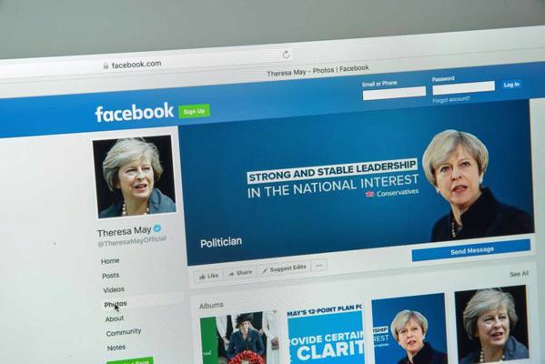 Politiķes Terēzas Mejas (Theresa May) sociālā medija "Facebook" oficiālā lapa. 10.08.2017.