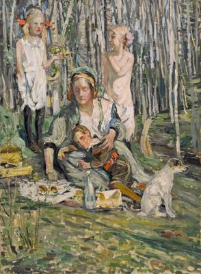 Janis Rozentāls. "Pikniks (Brokastis zaļumos)". 1913. gads. Audekls, eļļa. 88 x 65,5 cm.