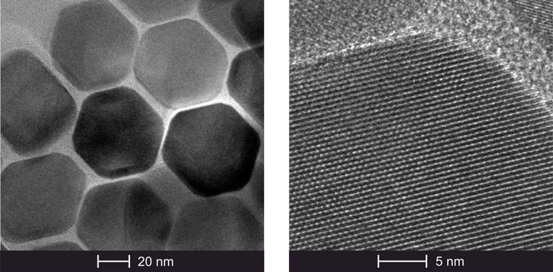 NaYF4 kristālu nanostruktūras TEM attēli.
