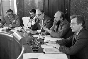 MP preses konference. Rīga, 1990. gads.