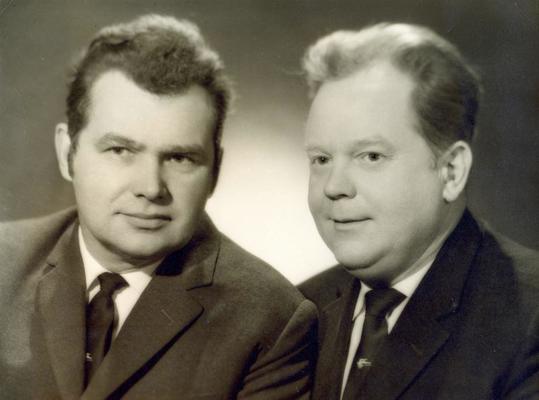 Gunārs Cimmermanis (no kreisās) un Aleksandrs Karamiševs. 20. gs. 60.‒70. gadi.