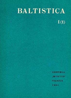 Žurnāla Baltistica pirmā numura vāks. 1965. gads.
