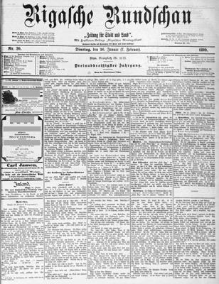 Laikraksta "Rigasche Rundschau" numurs (26.01.1899. Nr. 20), kurā publicēta novele "Andriksons".